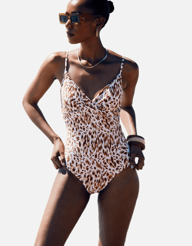 Womens/Ladies Animal Print Twisted One Piece Swimsuit