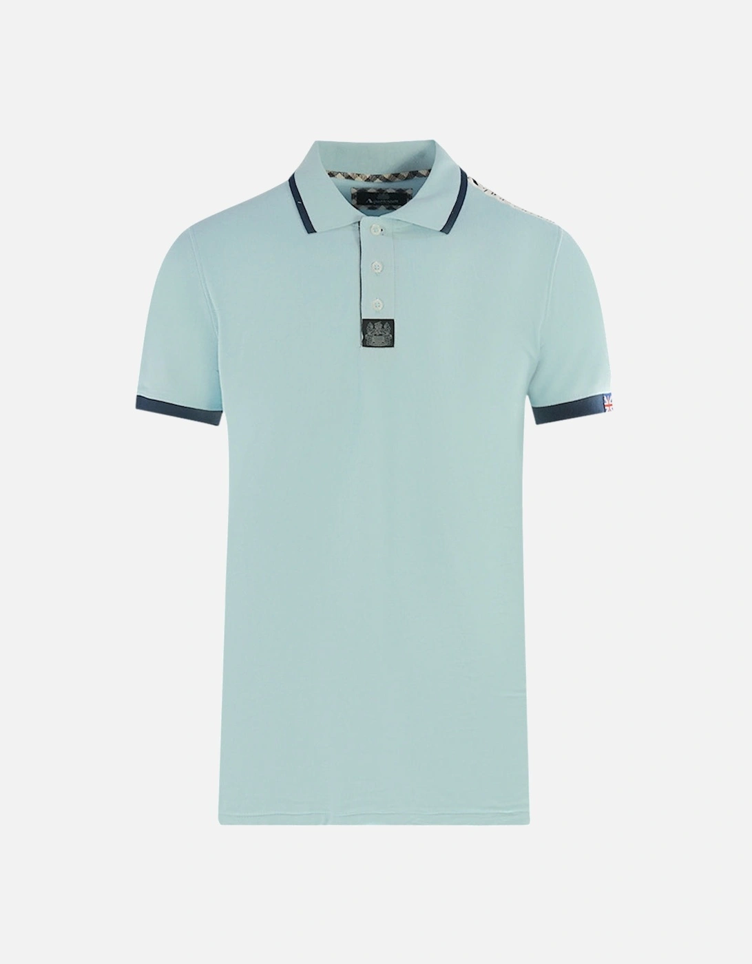 Branded Shoulder Tipped Light Blue Polo Shirt, 5 of 4