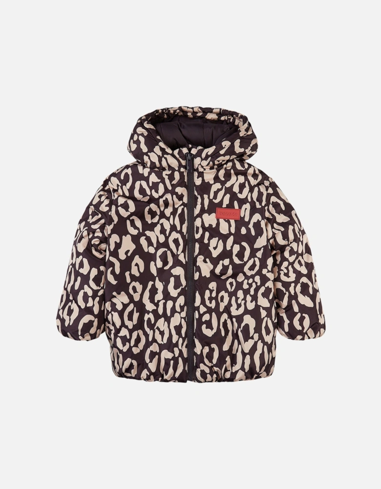 Girls Leopard Print Jacket Grey