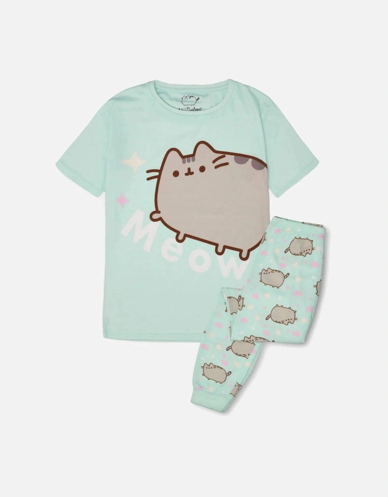 Girls Meow Scatter Short-Sleeved Pyjama Set