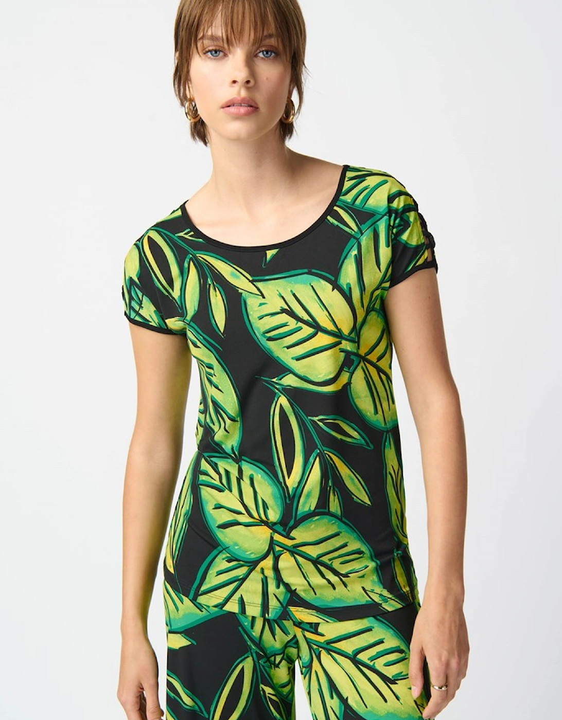 Leaf print silky knit top, 5 of 4