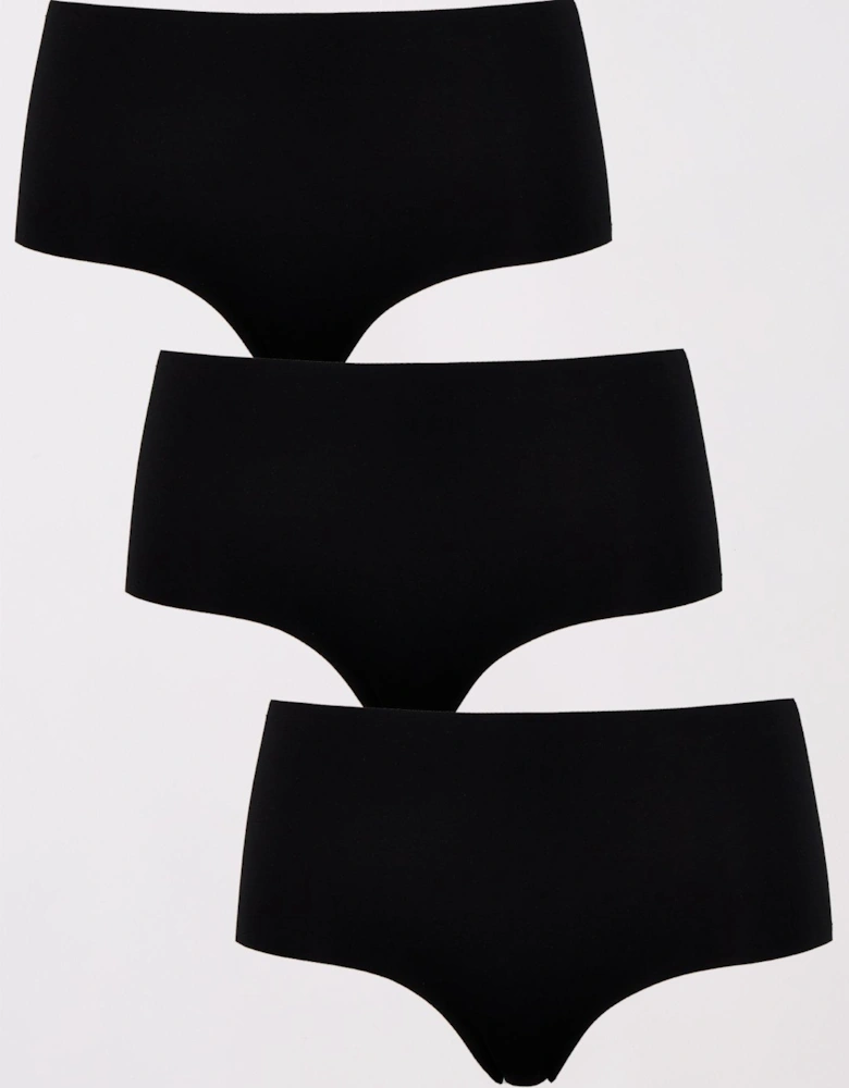 No Vpl High 3 Pack Waisted Full Brief - Black