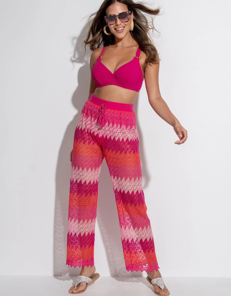 Colour Block Crochet Co-Ord Beach Trouser - Multi