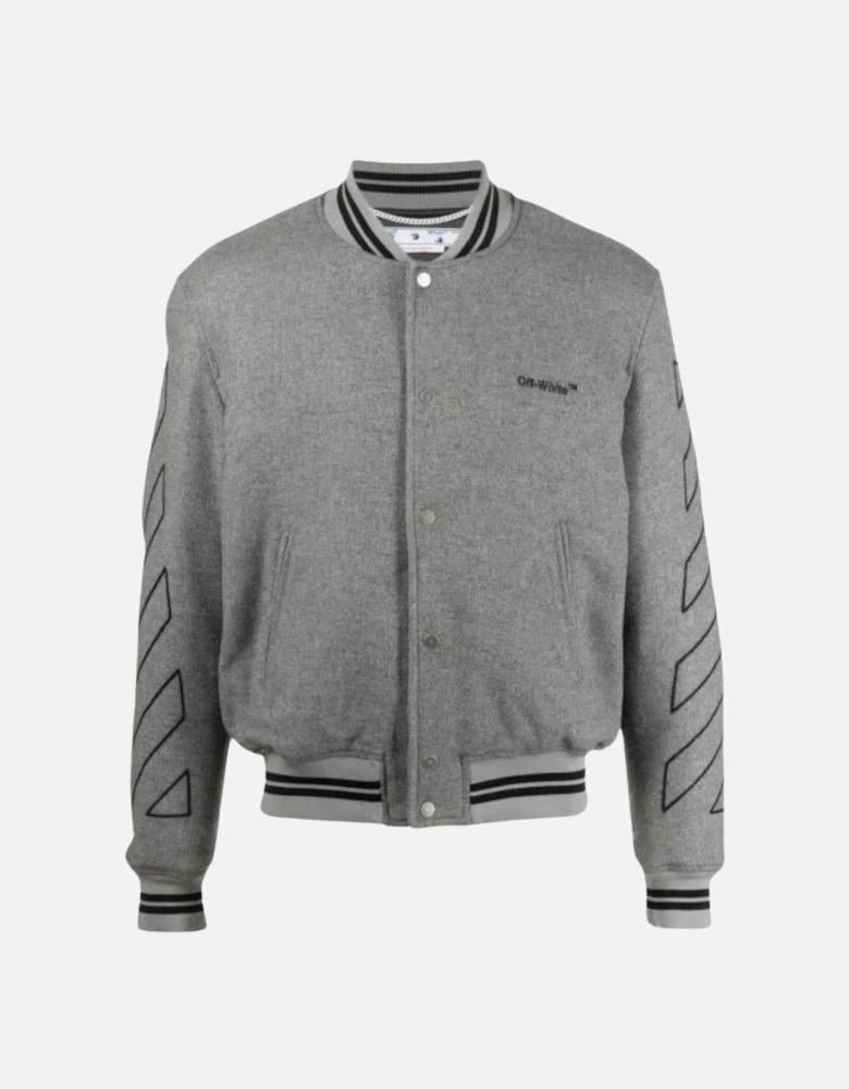 Diag Outline Grey Varsity Jacket