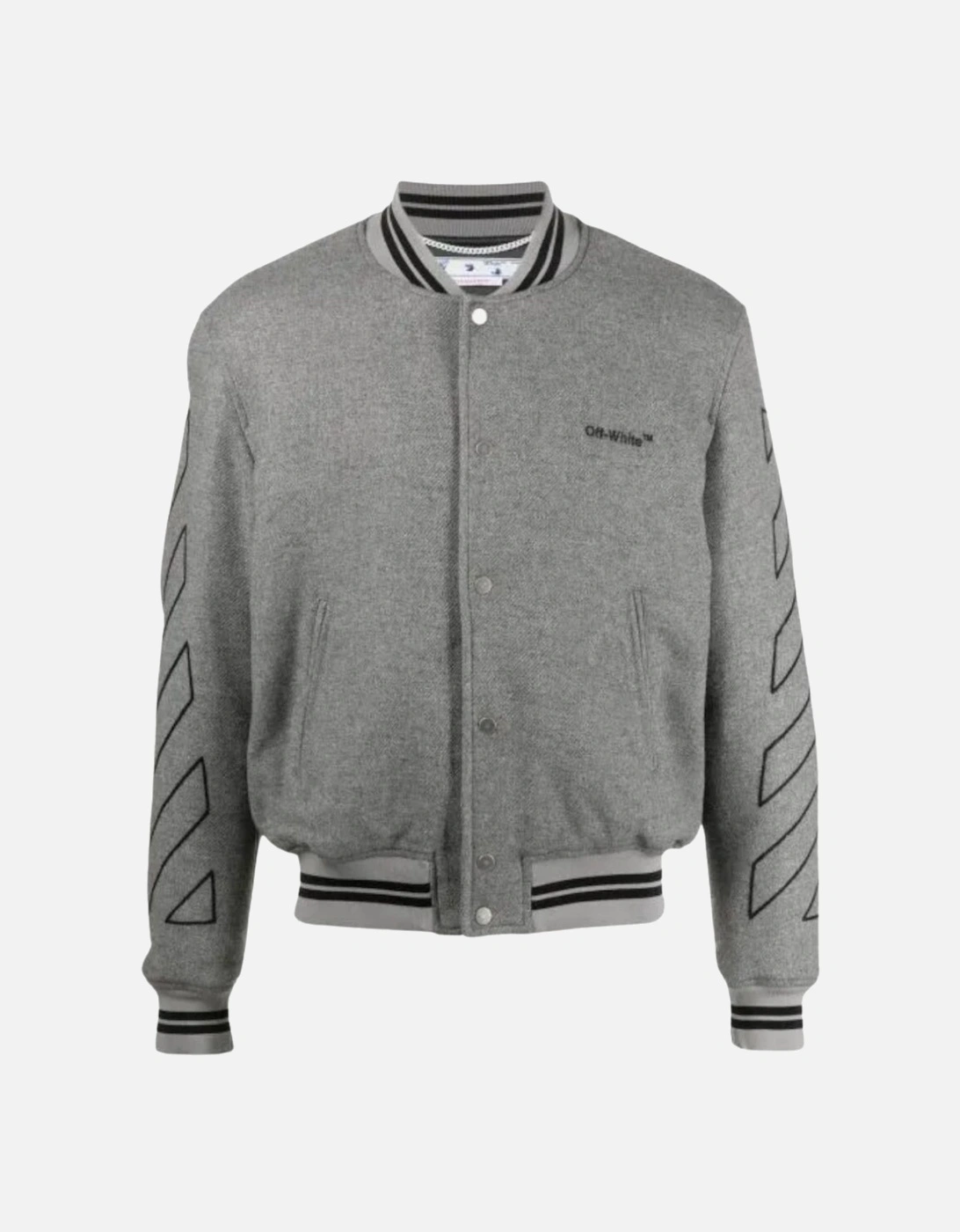 Diag Outline Grey Varsity Jacket, 4 of 3