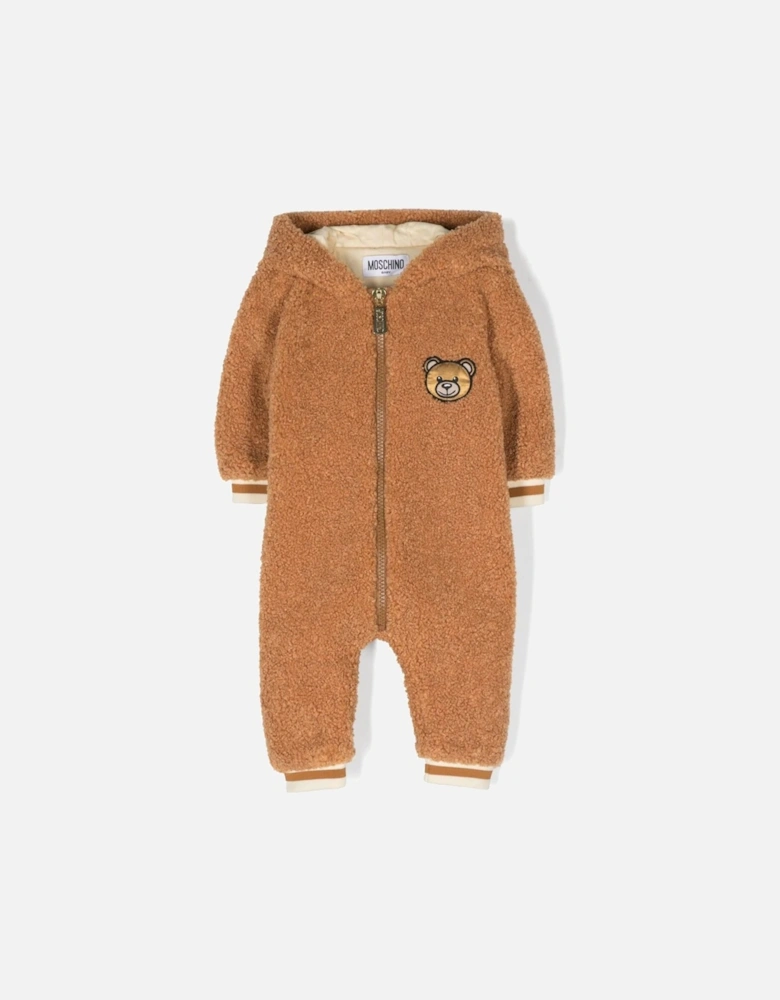 Baby Unisex Fleece Babygrow in Brown