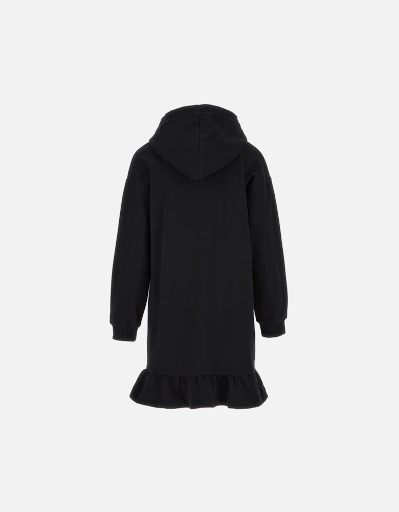 Girls Teddy Logo Hooded Dress in Black