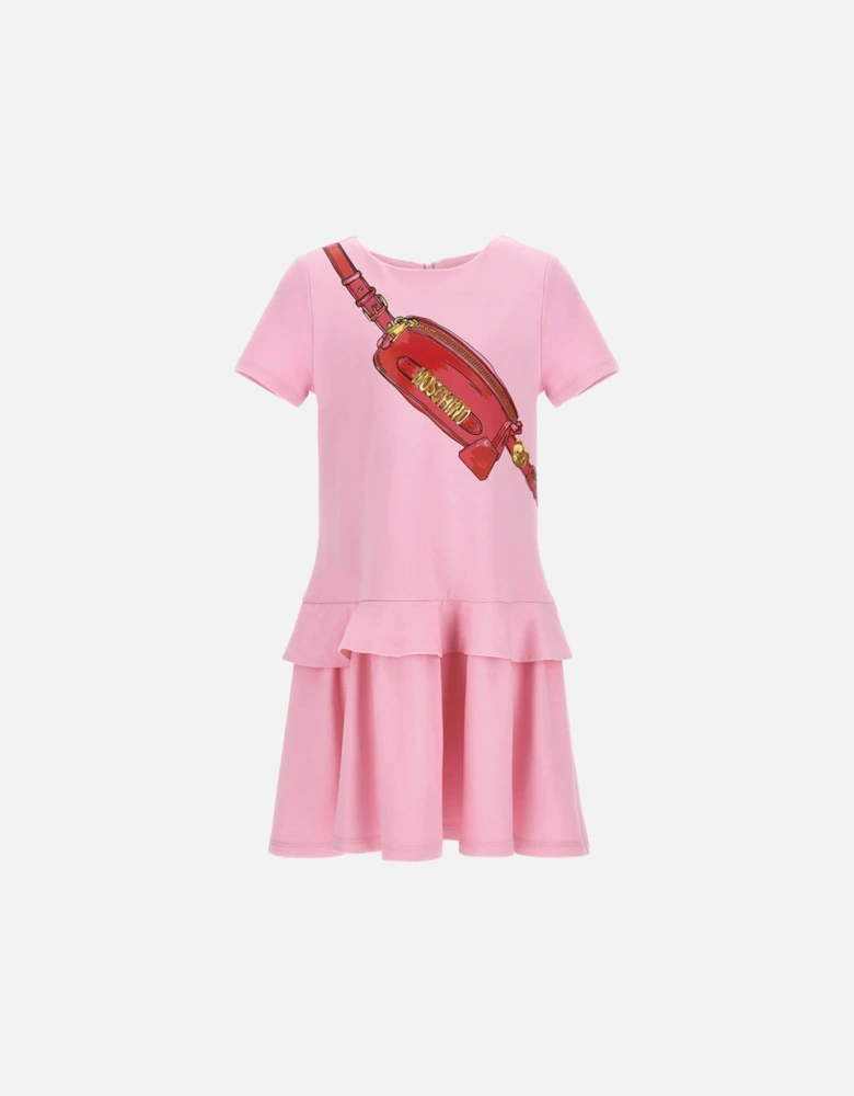 Girls Bag Logo Dress in Pink