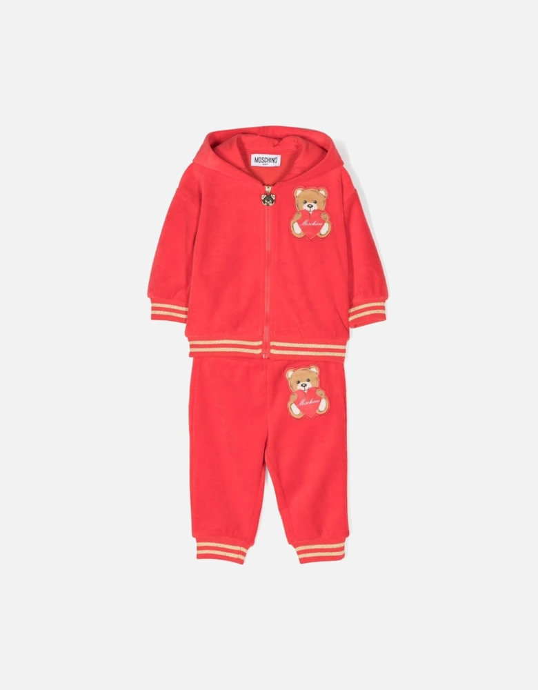Baby Girls Teddy Tracksuit Set in Red
