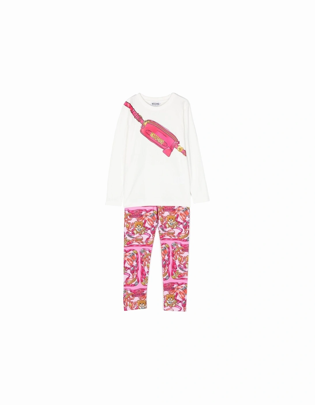 Girls T-shirt and Leggings Set in Pink / White, 4 of 3
