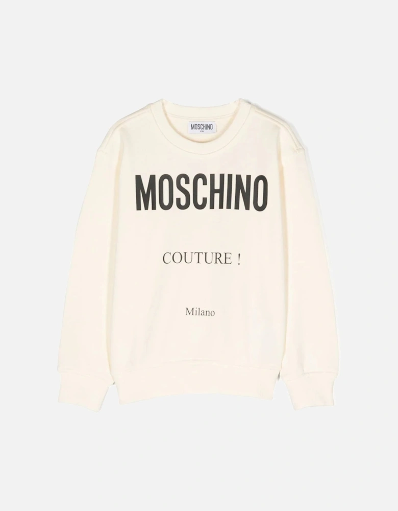 Girls Couture Logo Sweater in Cream