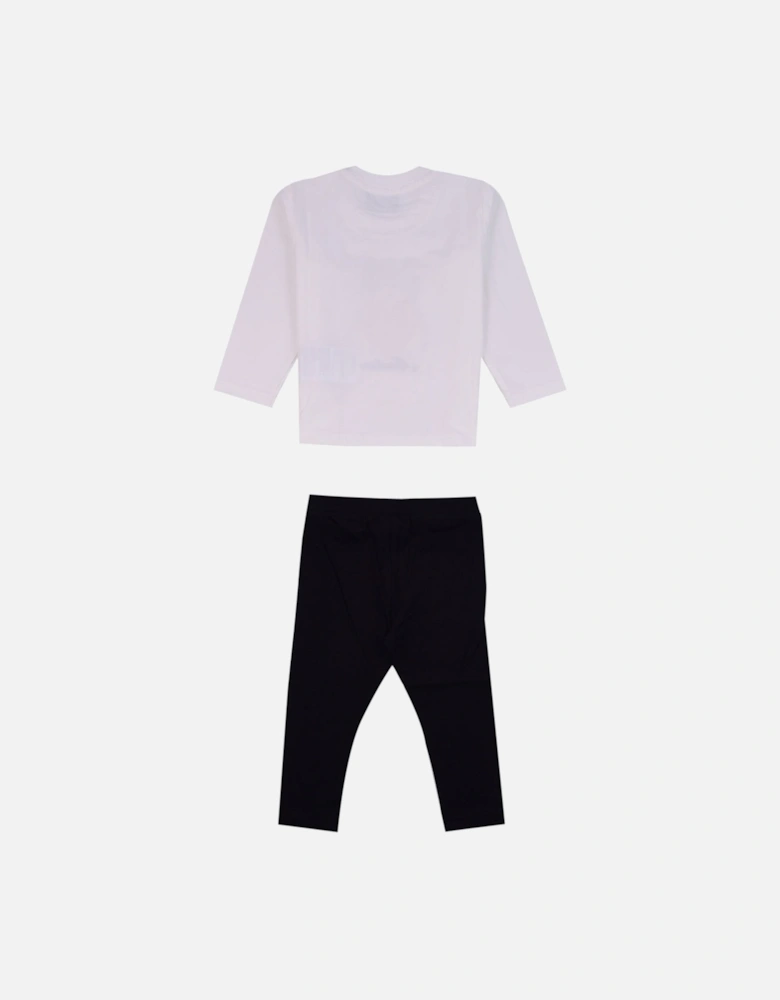 Baby Girls Blouse and Leggings Set in White / Black