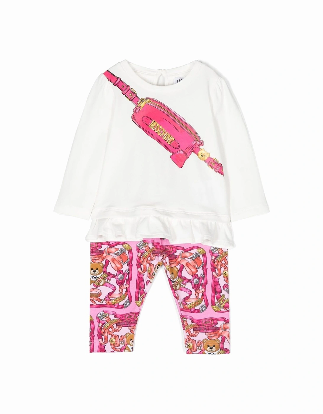 Baby Girls Blouse and Leggings Set in White / Pink, 4 of 3