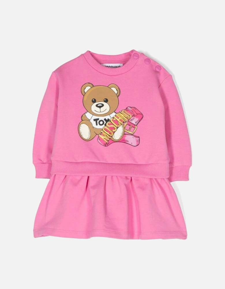 Baby Girls Teddy Sweater Dress in Pink