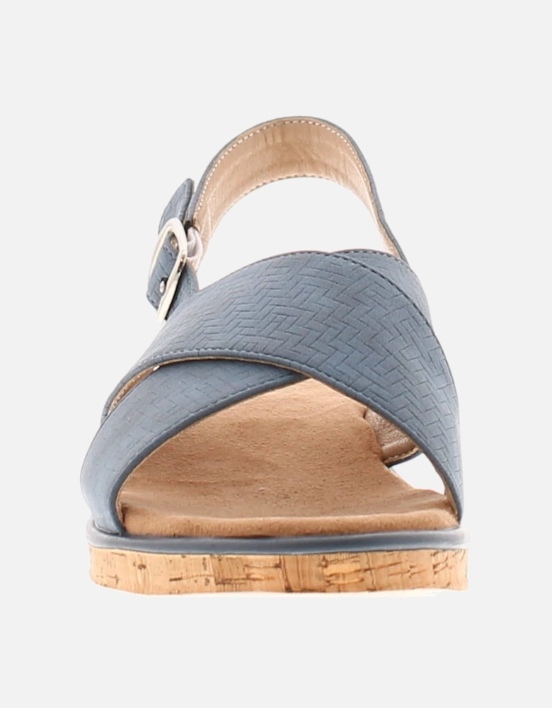 Womens Wedge Sandals Art Buckle blue UK Size