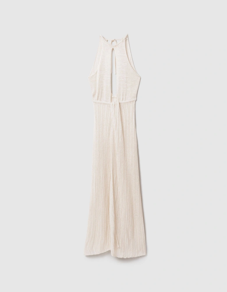 Savannah Morrow Ivory Sheer Knitted Maxi Dress