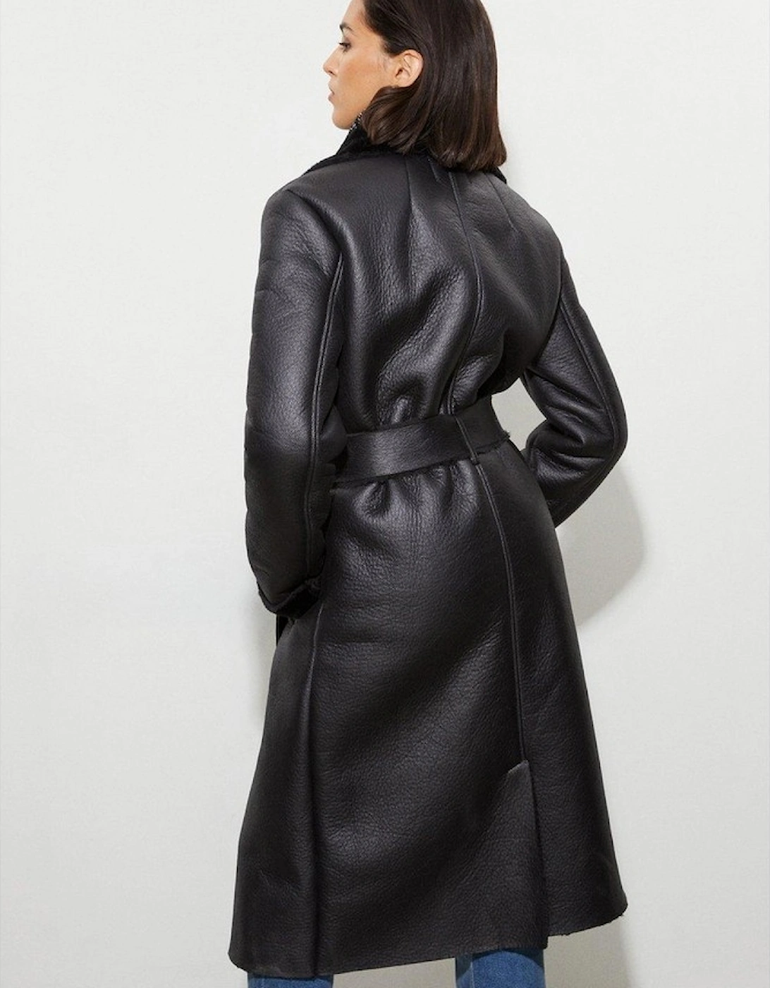 Womens/Ladies Luxe Faux Fur Trim Belt Tall Coat