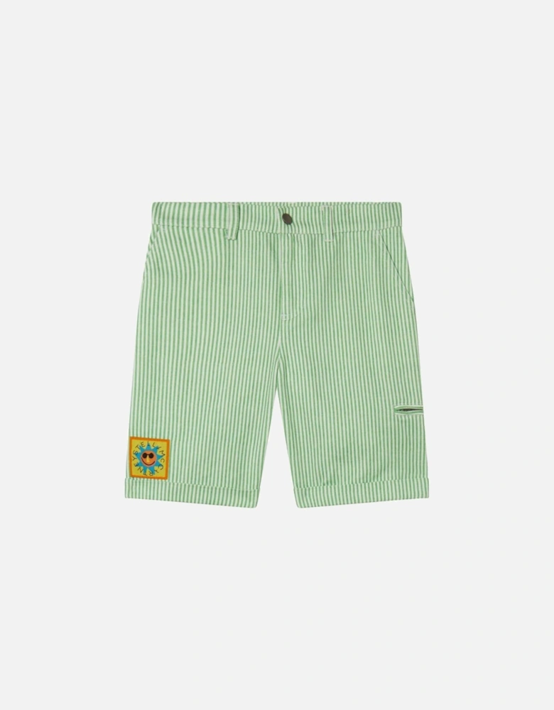 Boys Green Pin Striped Shorts