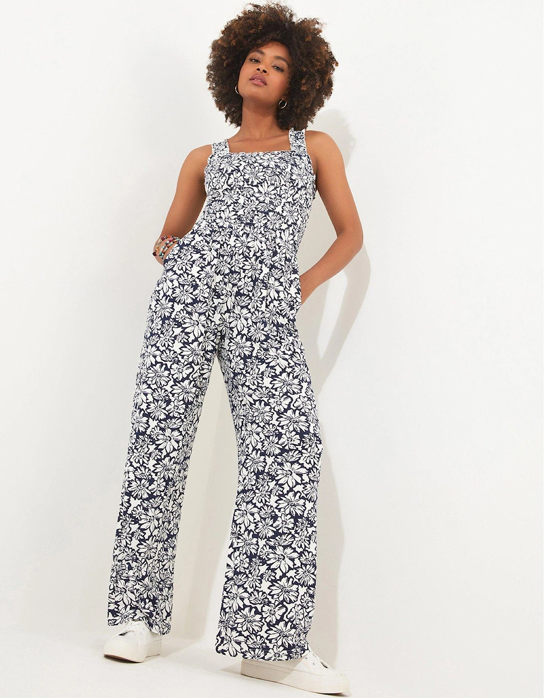 Square Neck Floral Jersey Jumpsuit - Multi, 2 of 1