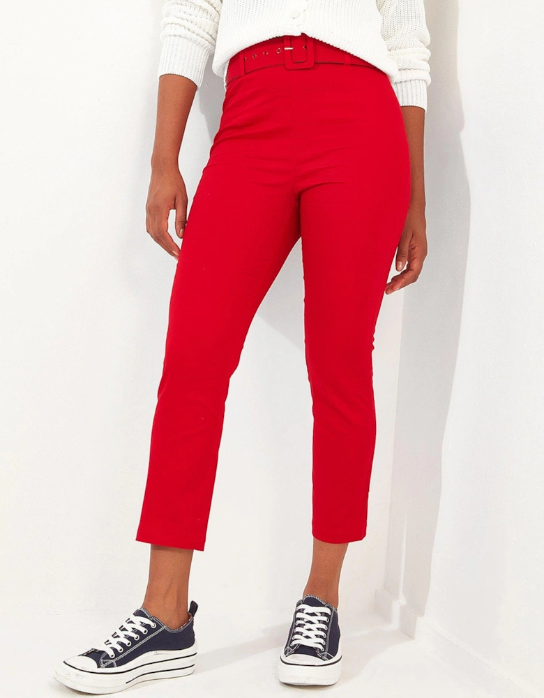 Cropped Capri Trousers - Red