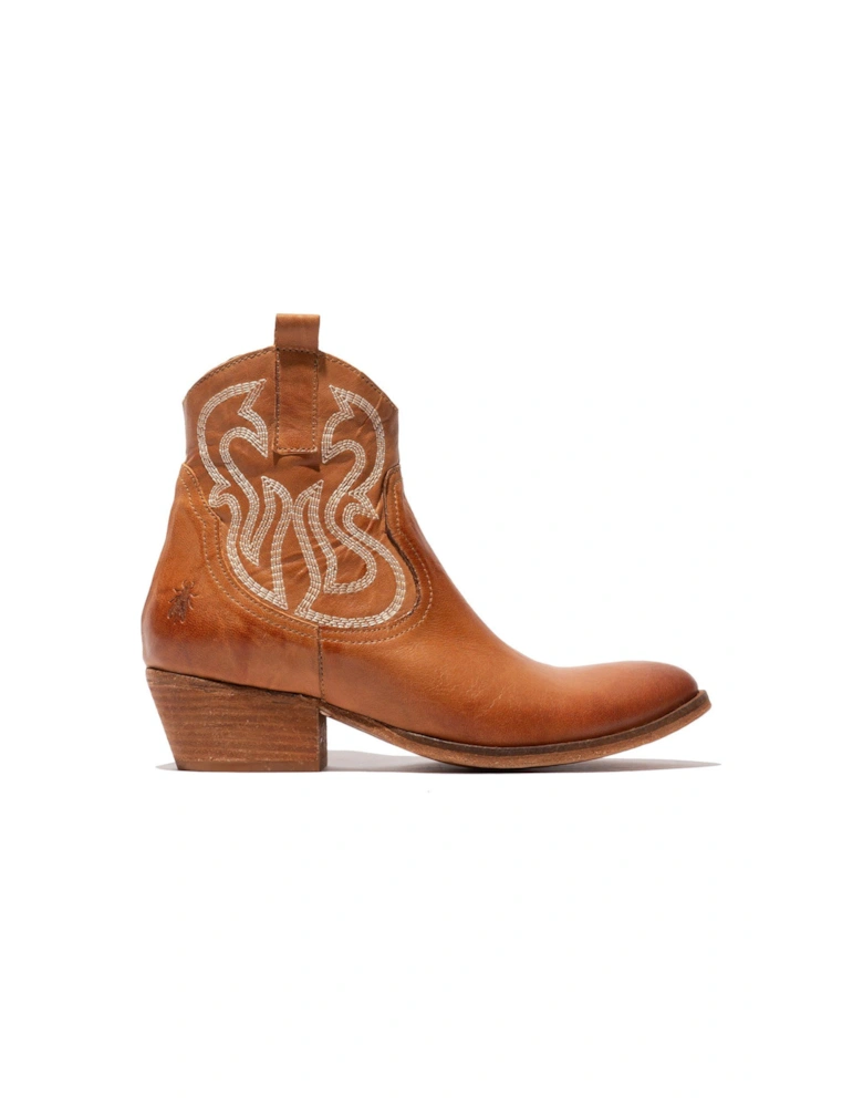 Wami Leather Ankle Western Boots - Camel