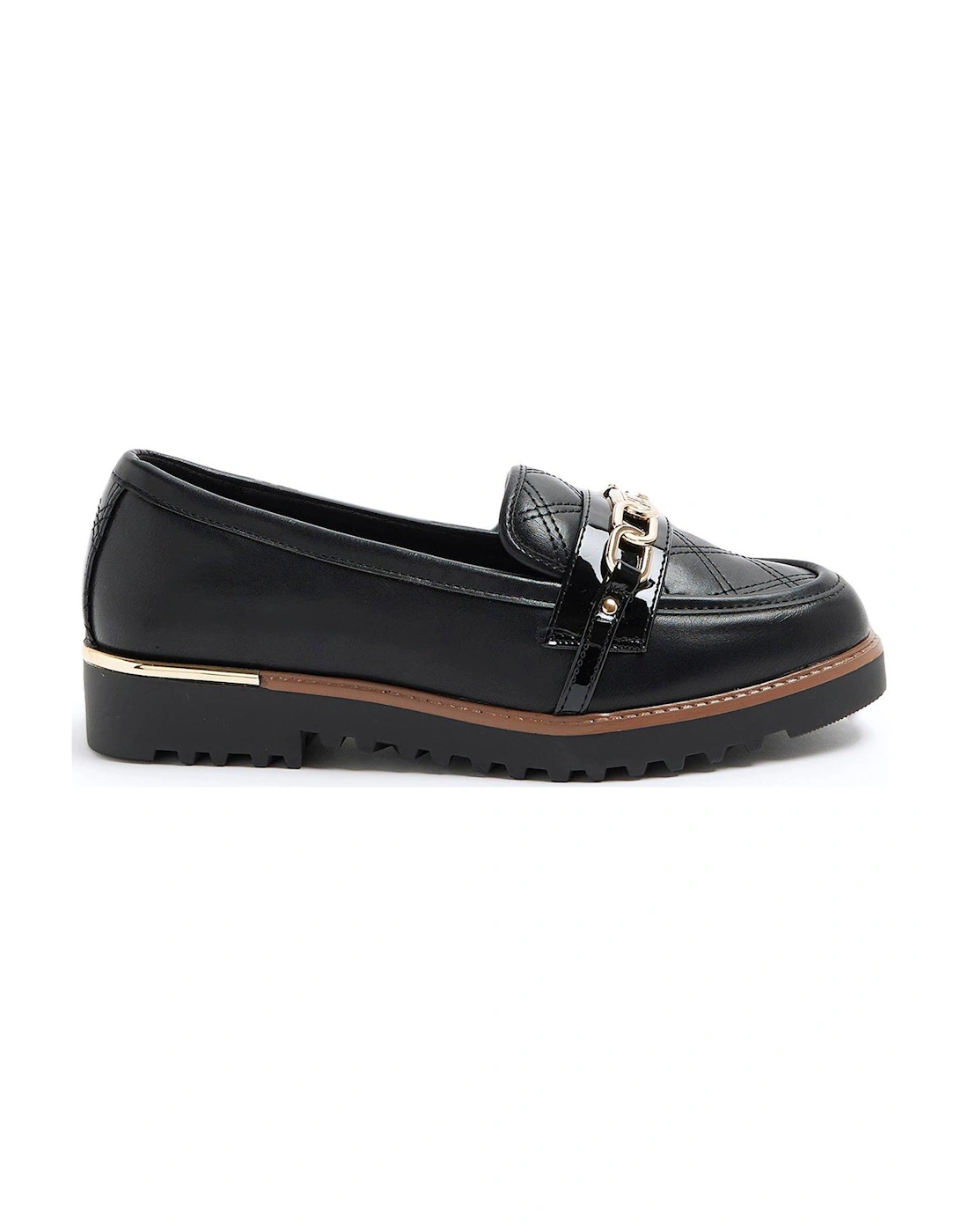 Quilted Chain Wide Fit Branded Loafer - Black, 3 of 2