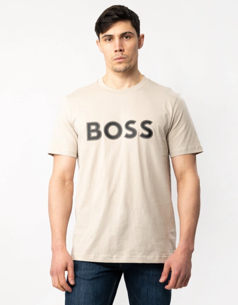 BOSS Green Tee 1 Mens Cotton Jersey Regular Fit T-shirt with Logo Print