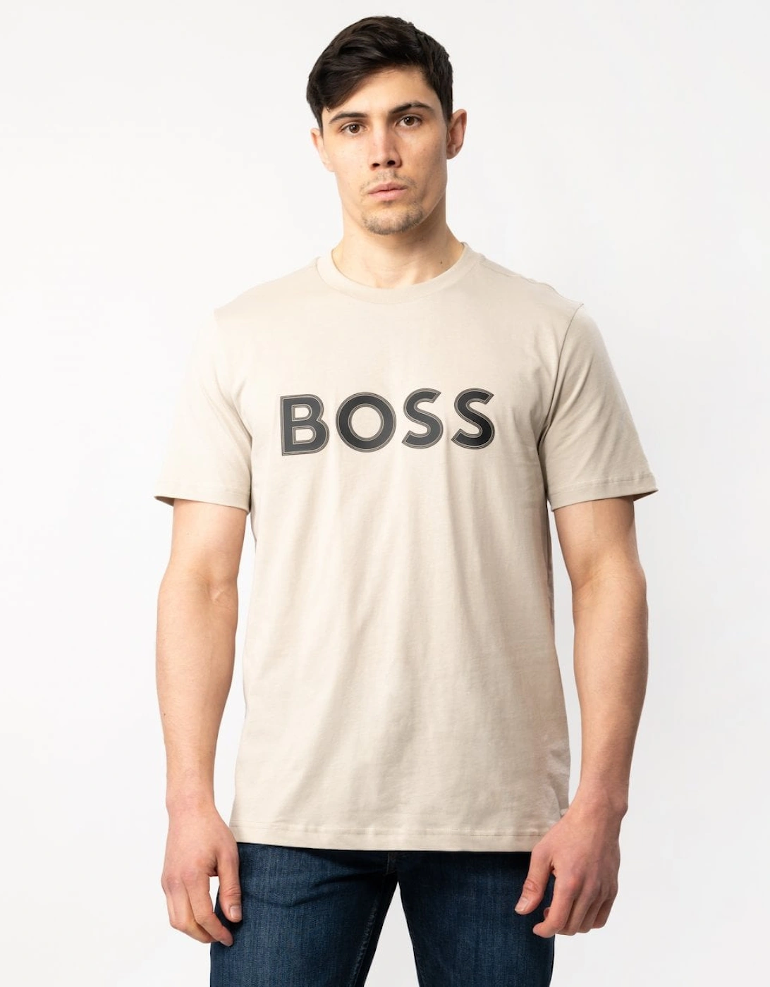 BOSS Green Tee 1 Mens Cotton Jersey Regular Fit T-shirt with Logo Print, 5 of 4