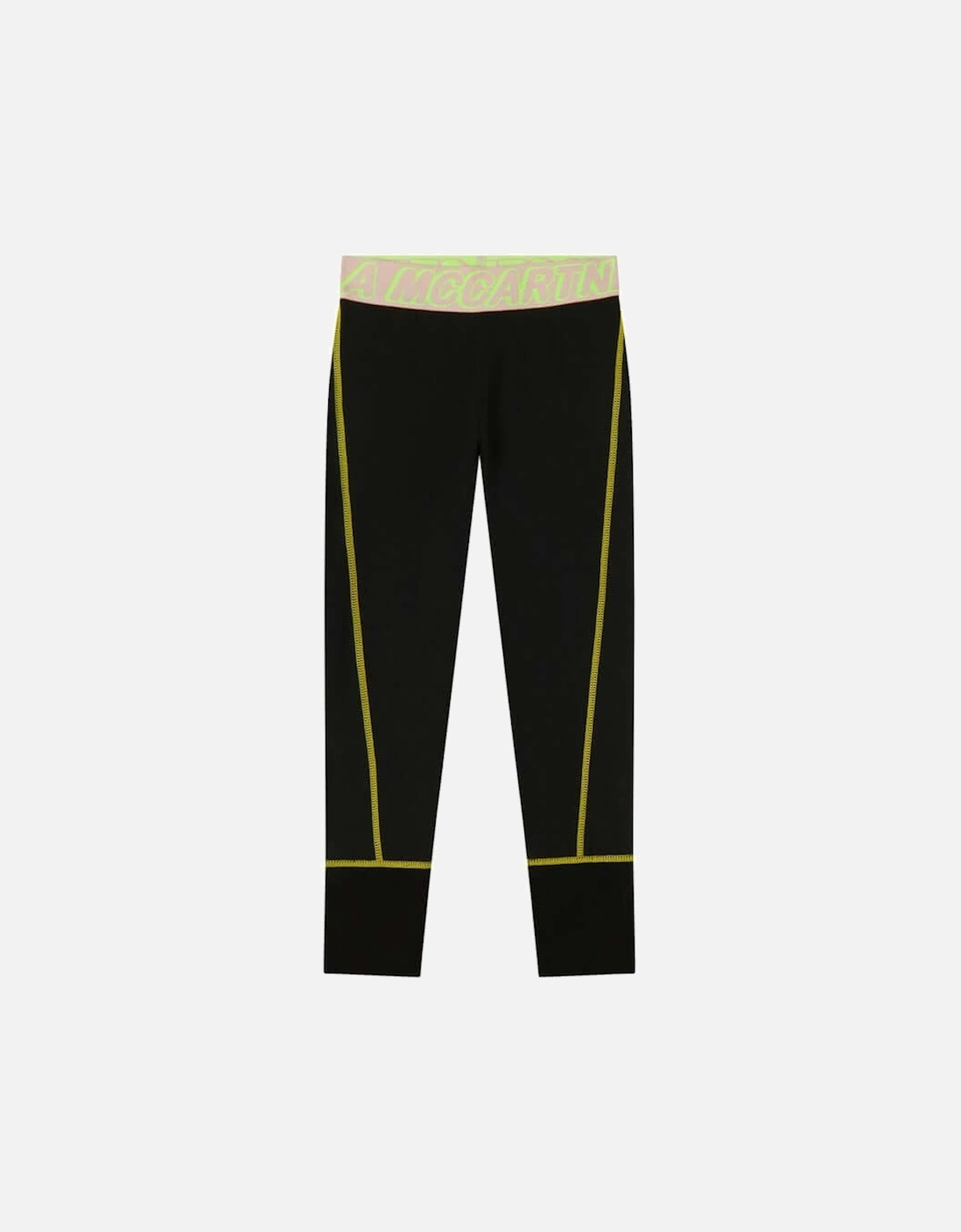 Girls Black Logo Sport Leggings, 2 of 1