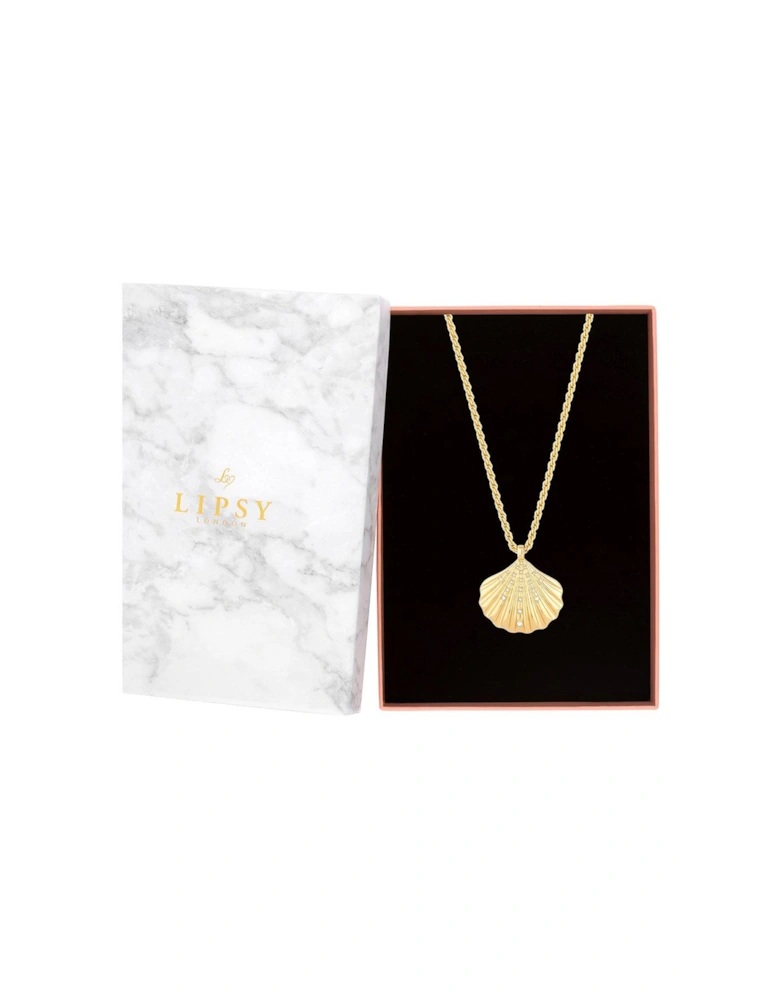 GOLD PLATED OVERSIZED SHELL NECKLACE - GIFT BOXED