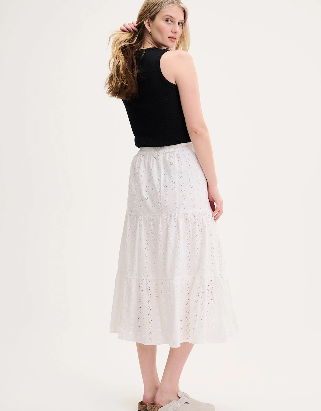 Carmellite Tiered Skirt in White