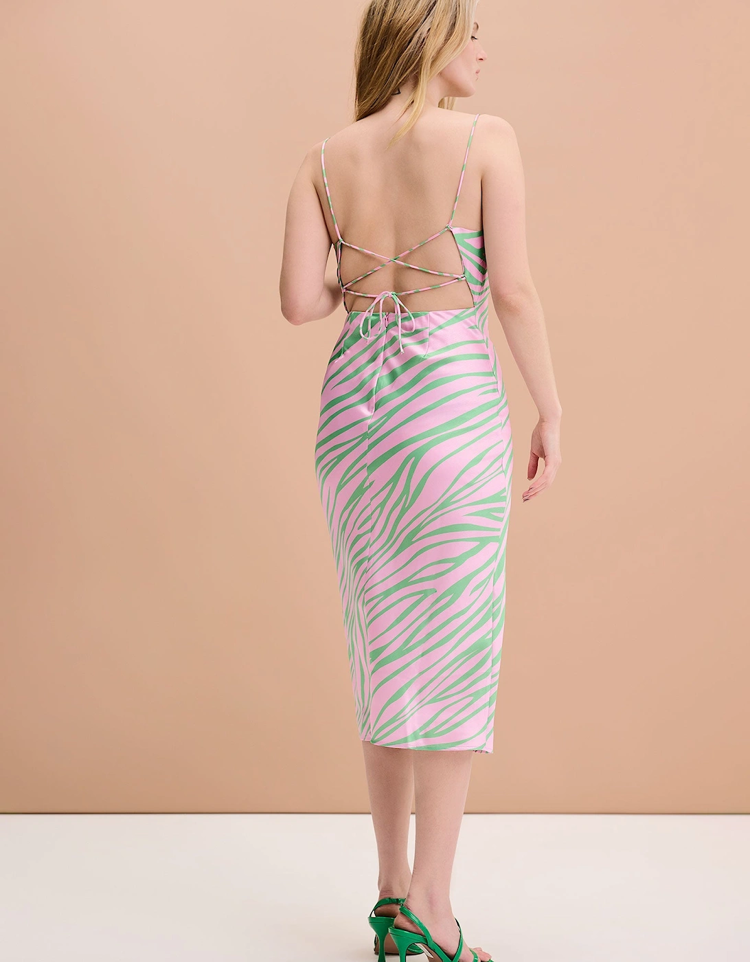 Riviera Midi Dress in Pink & Green Zebra