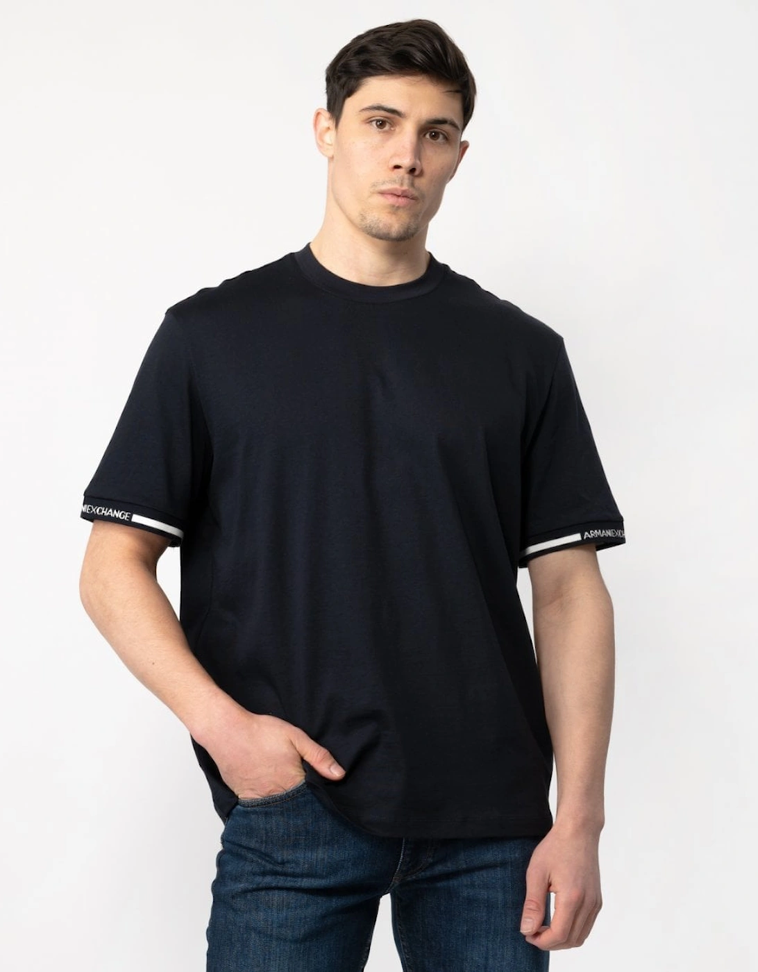 Mens Stripe Logo Tipping T-Shirt, 5 of 4