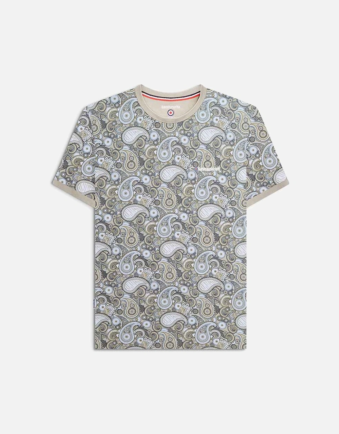 Mens Paisley Crew Neck Cotton T-Shirt