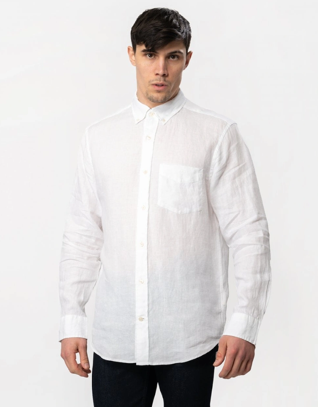 Mens Regular Linen Long Sleeve Shirt, 6 of 5