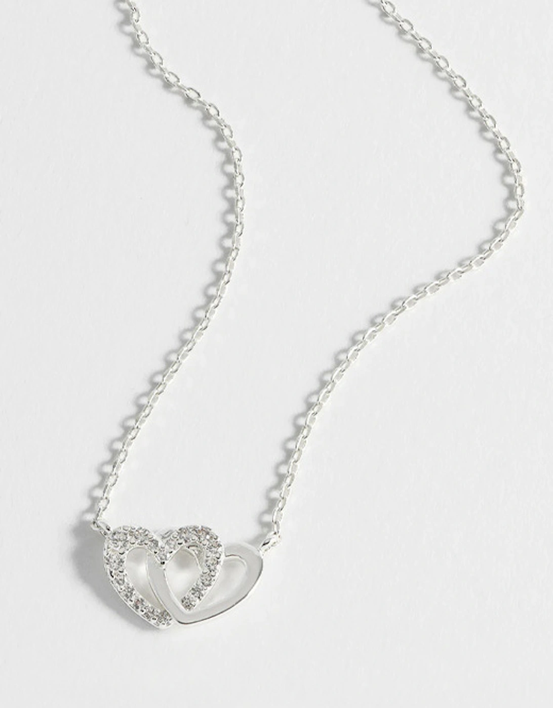 Interlocking Heart CZ Necklace Silver Plated, 5 of 4