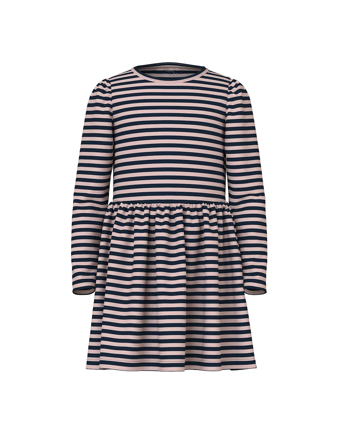 Mini Girls Striped Long Sleeve Jersey Dress - Sepia Rose, 3 of 2