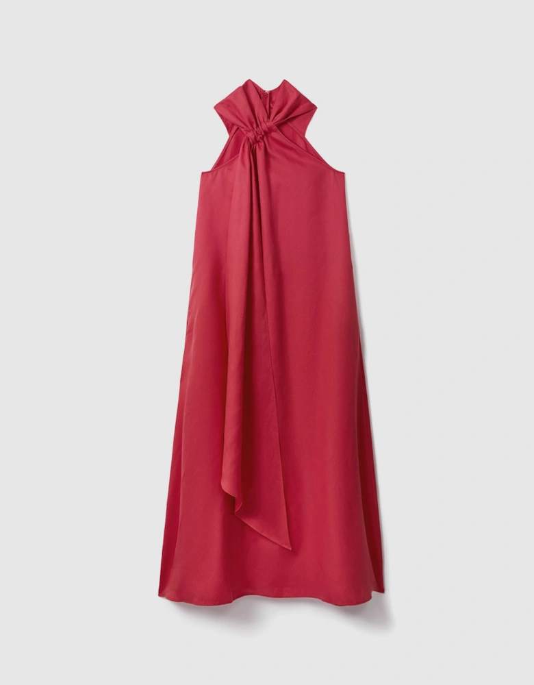 Linen Blend Drape Maxi Dress