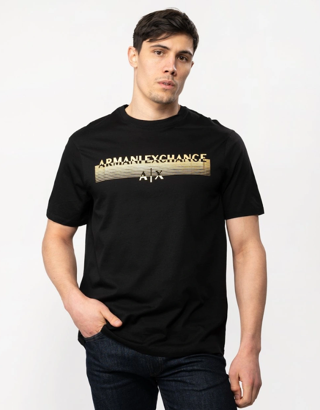 Mens Metallic Striped Logo T-Shirt, 5 of 4
