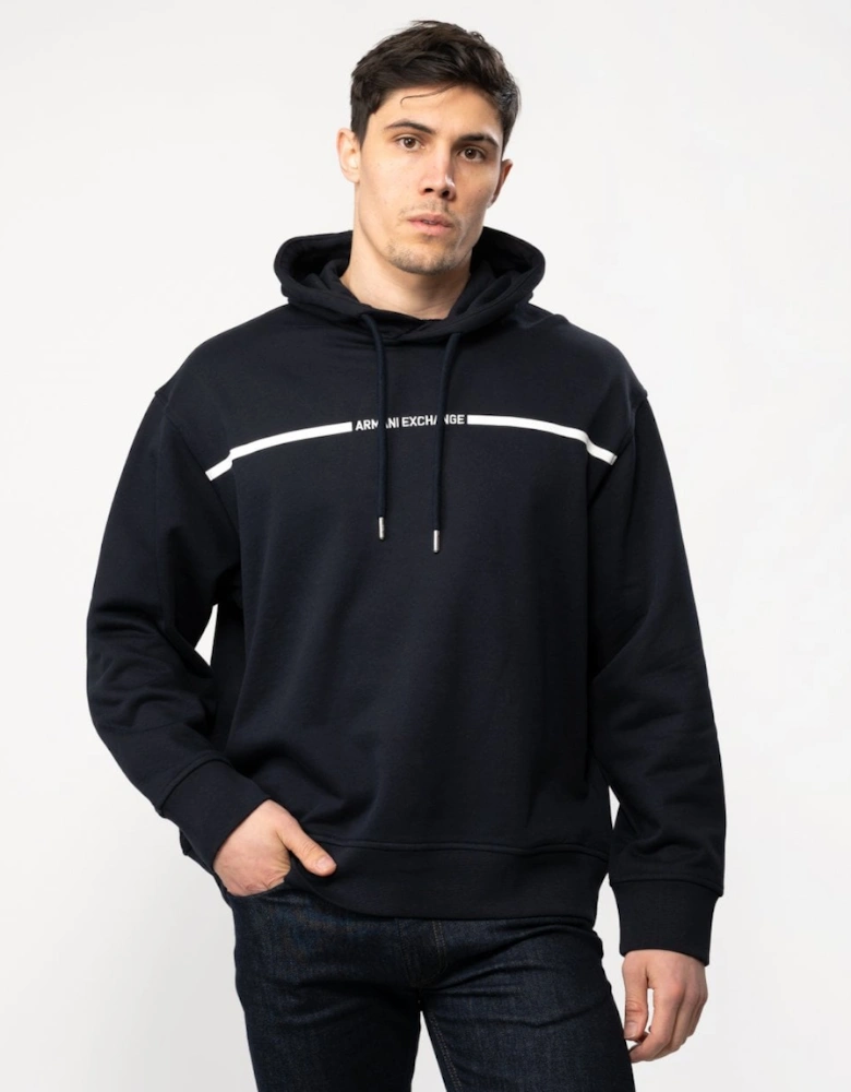 Mens Stripe Logo Pullover Hoodie