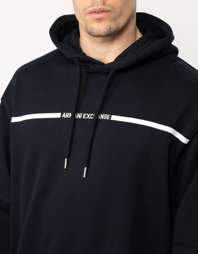 Mens Stripe Logo Pullover Hoodie