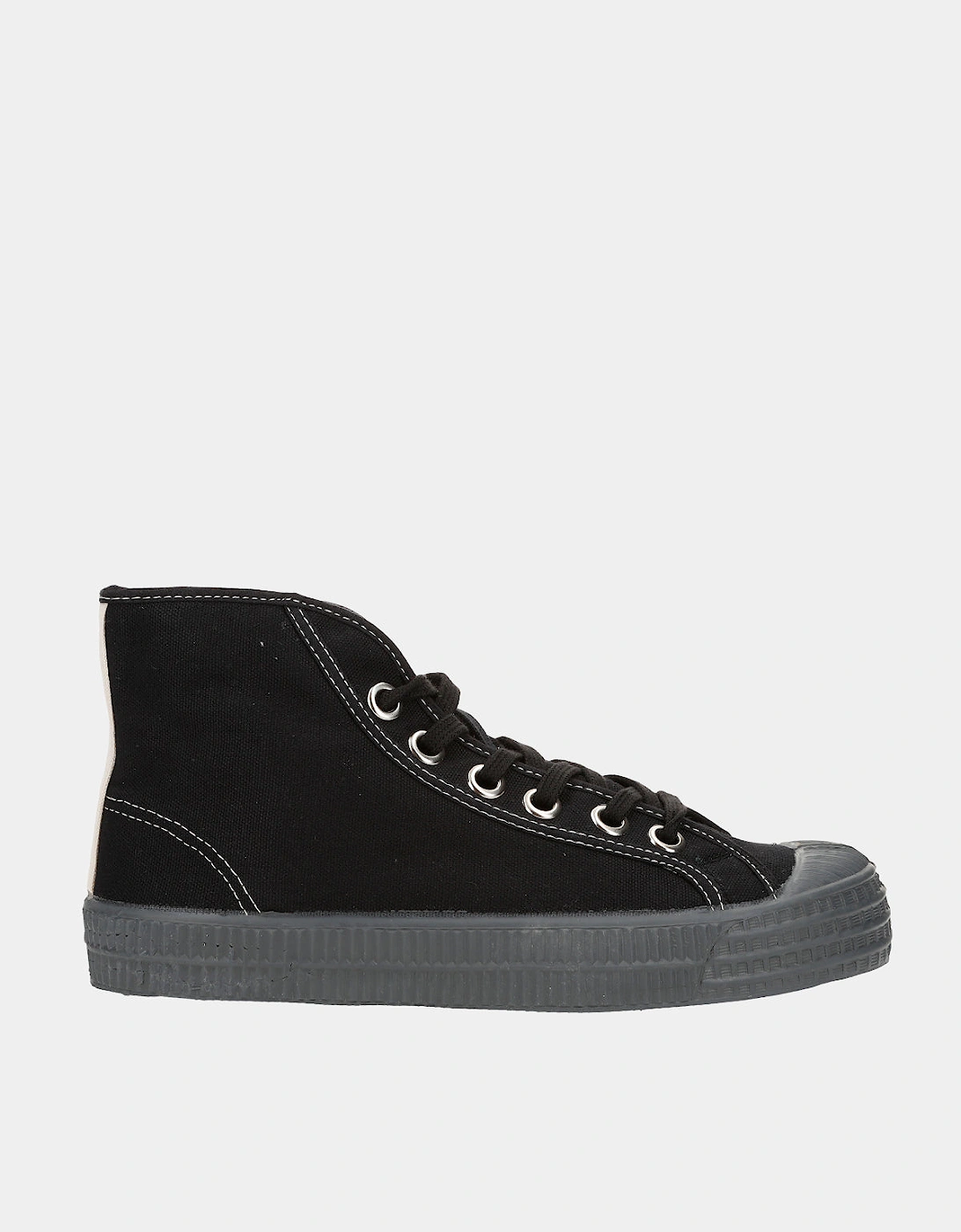 Star Dribble Contrast Stitch Hi-Top Plimsolls - Black/Beige/Grey, 4 of 3