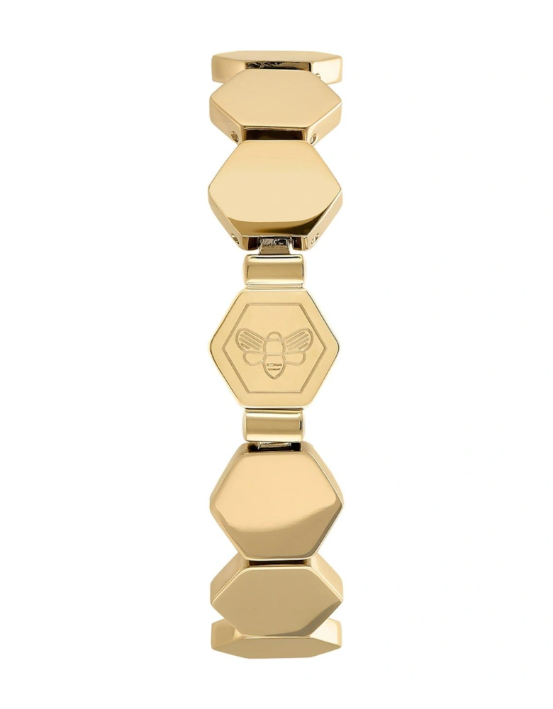 Gold IP Honeycomb Slim Cuff Bracelet