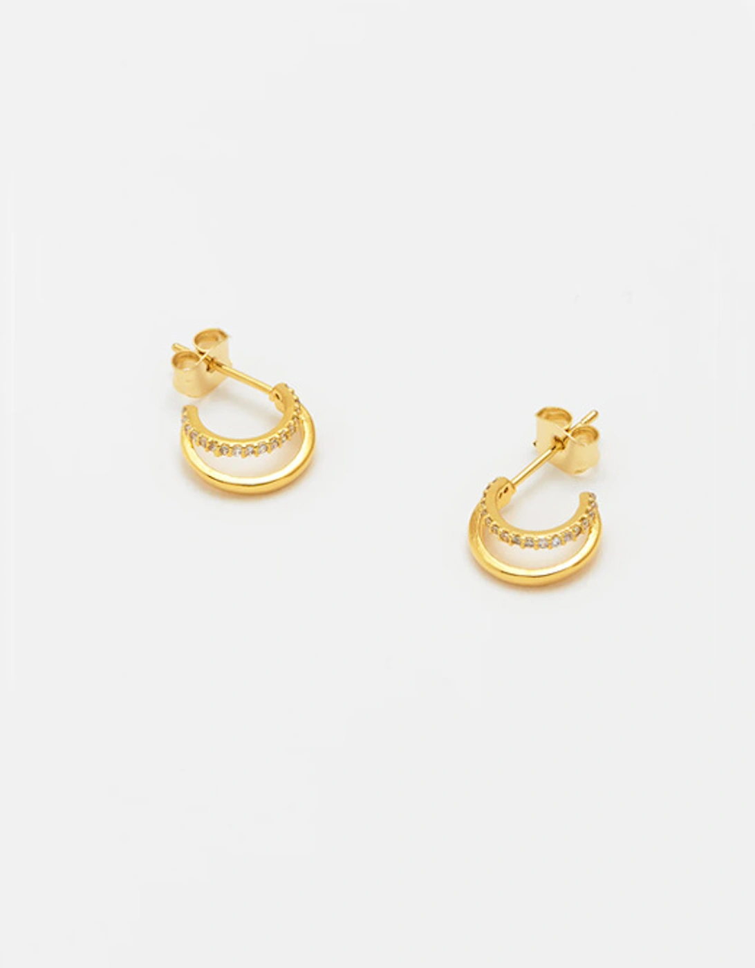 Pave Curl Hoops Double Illusion CZ Gold, 4 of 3