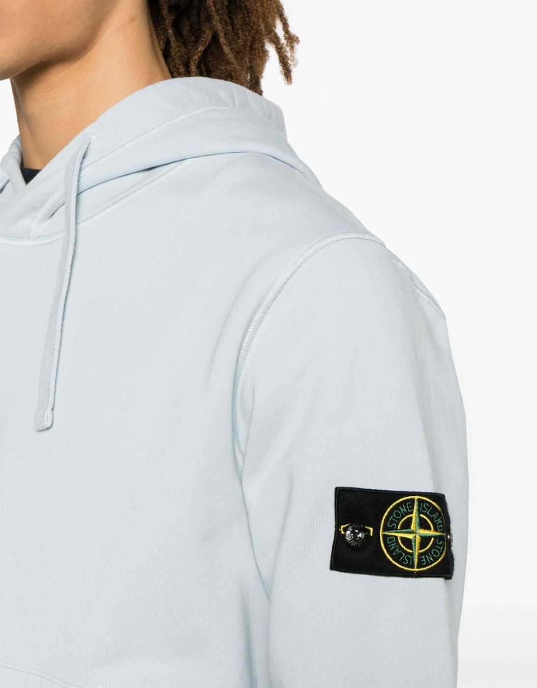 Compass Badge Cotton Hoodie in Sky Blue