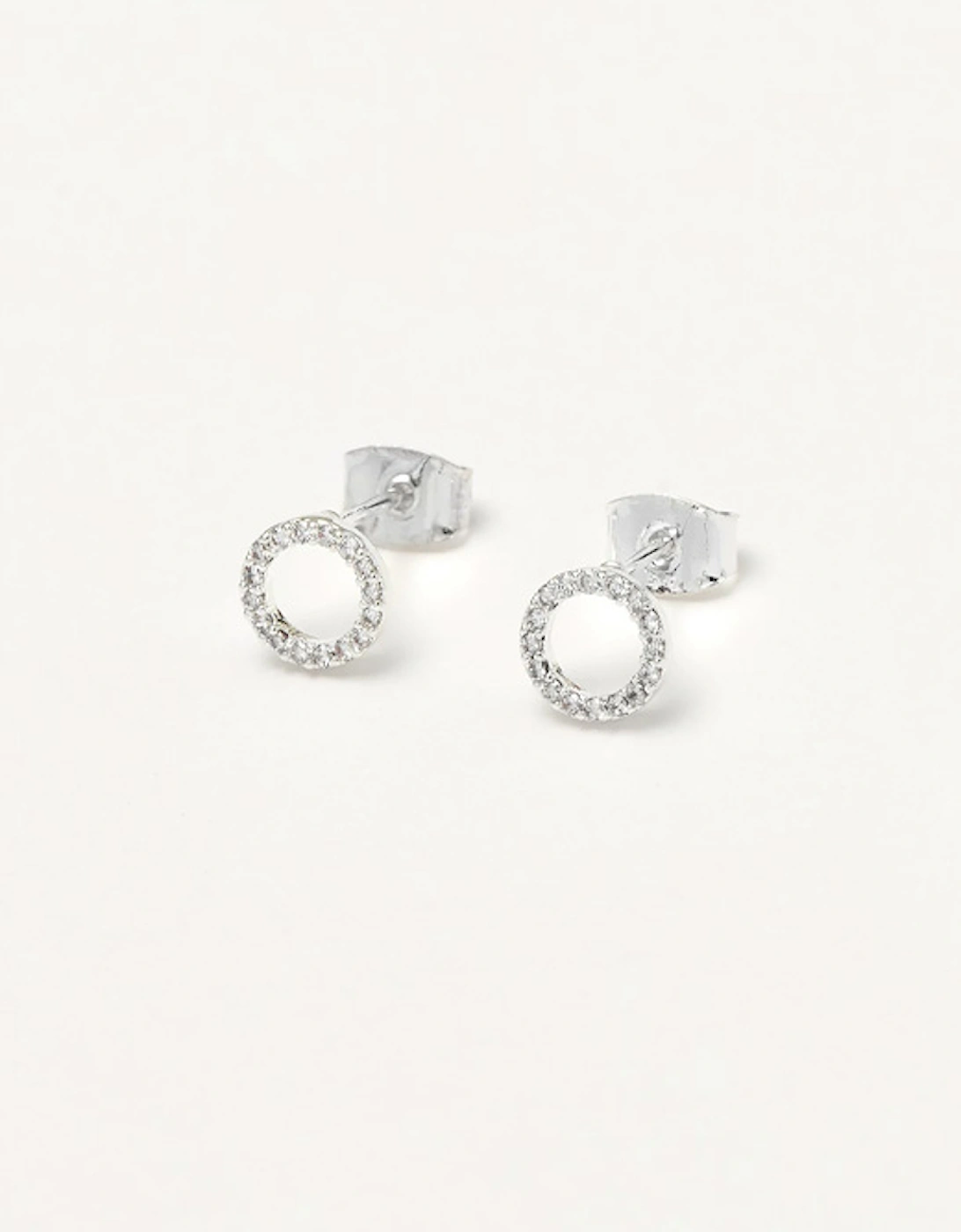 CZ Circle Earrings Silver Plated, 4 of 3
