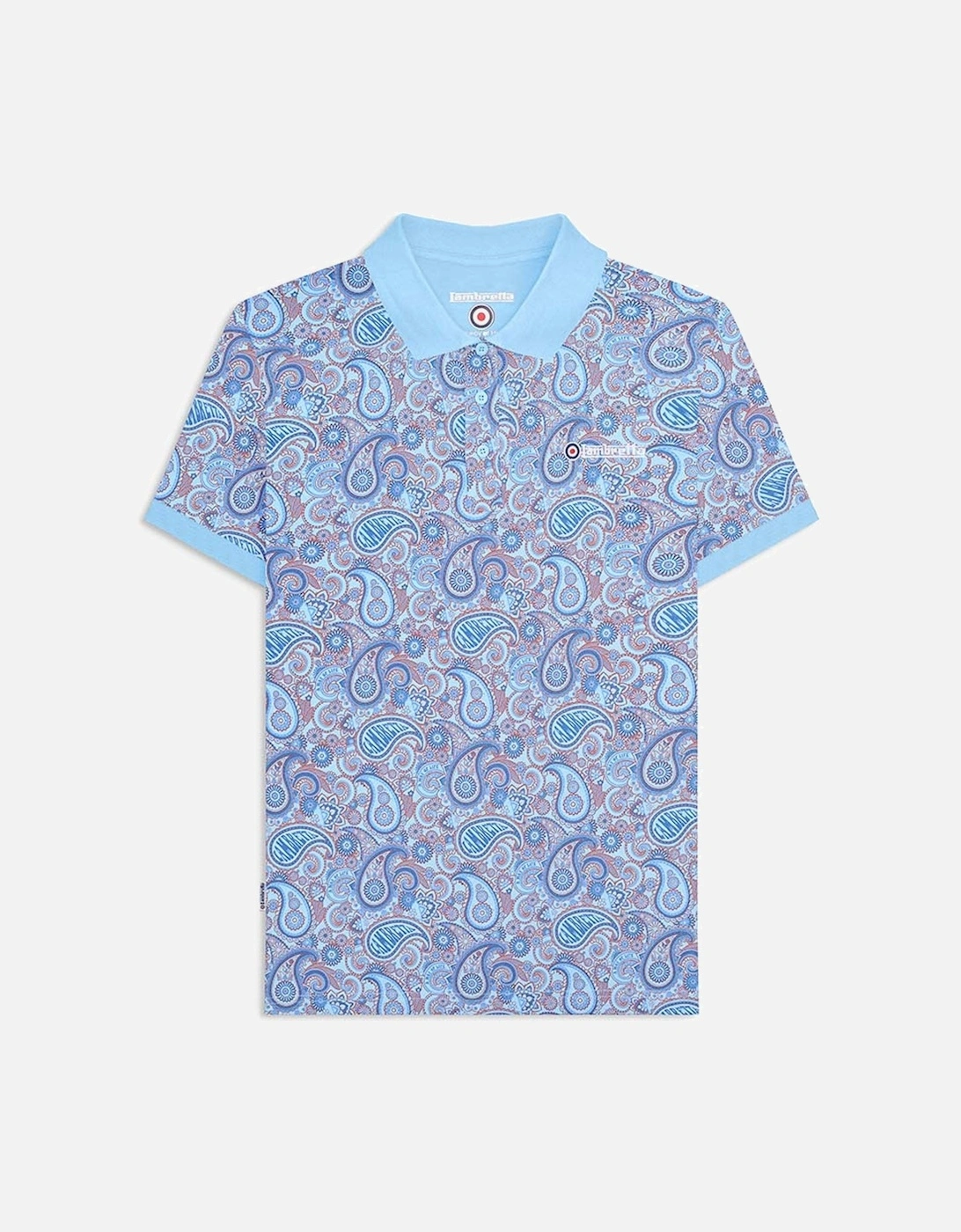 Mens Paisley Brand Three Button Retro Polo Shirt Top