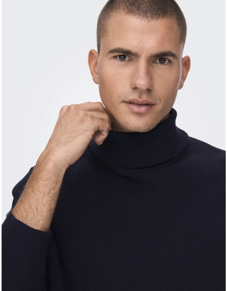 Phil Knitted Turtle Neck - Navy Blue