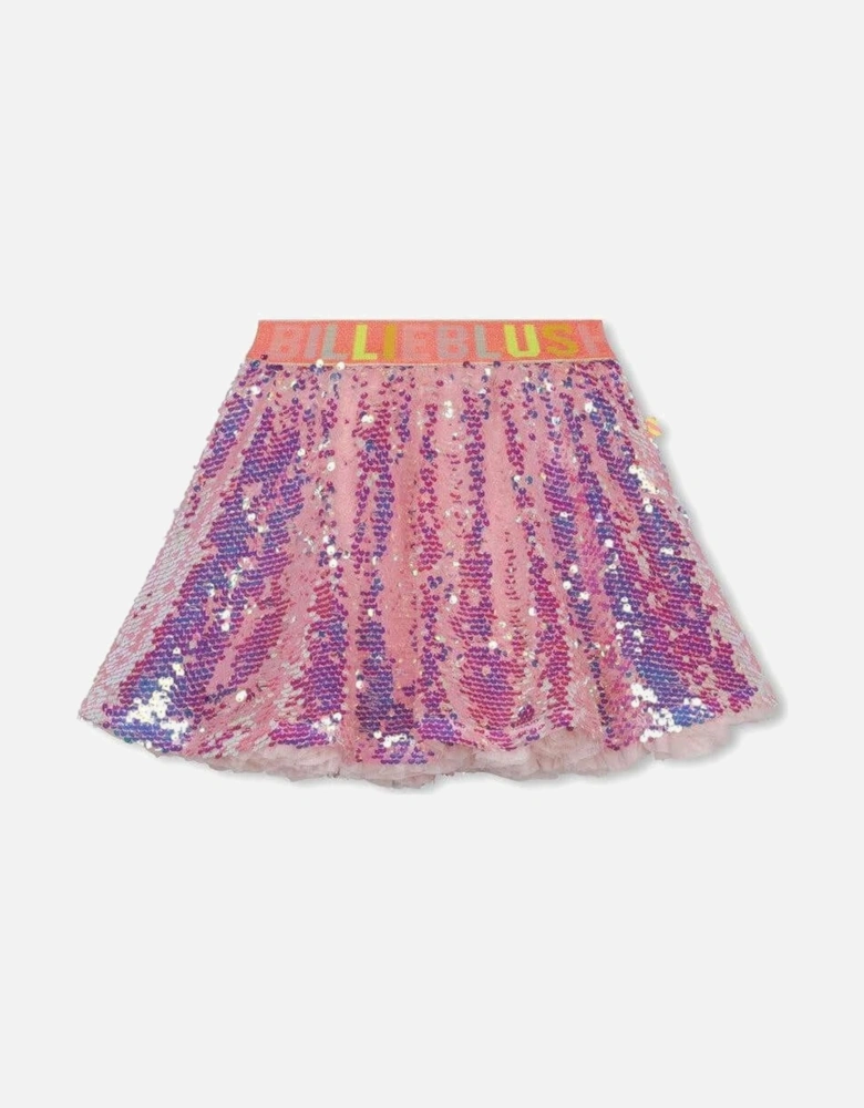 Girls Pink Sequin Skirt