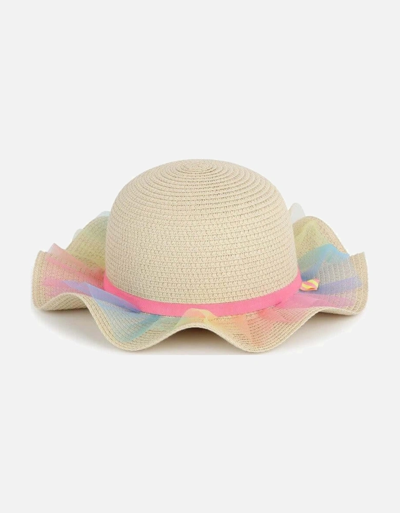 Girls Tulle Straw Hat